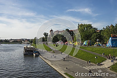 Ship on the Vistula river Editorial Stock Photo