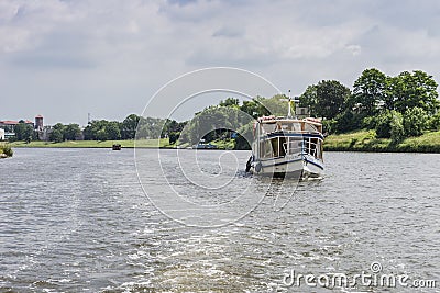 Ship on the Vistula river Editorial Stock Photo