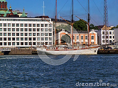 Ship at the waterfront in Stockholm on a Sunny day Stock Photo