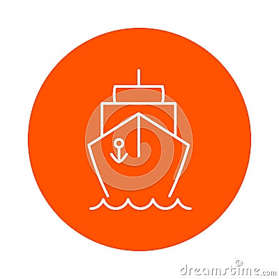 Ship on the waves, round monochrome icon, flat style. Stock Photo
