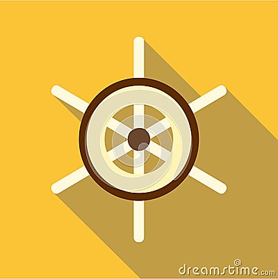 Ship wheel icon, flat style Vector Illustration