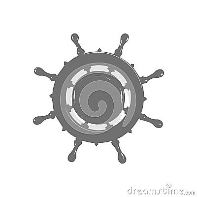 Ship wheel marine wooden vintage vector illustration isolated white background Vector Illustration