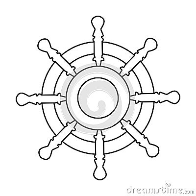 Ship wheel vector outline icon. Vector illustration helm on white background. Isolated outline illustration icon of ship Vector Illustration