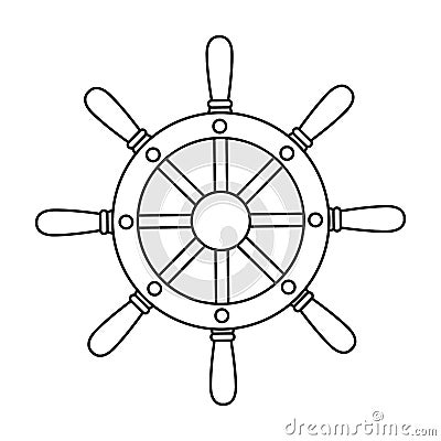 Ship wheel vector outline icon. Vector illustration helm on white background. Isolated outline illustration icon of ship Vector Illustration