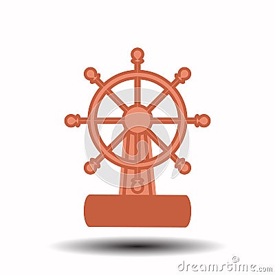 Ship wheel on a white background Cartoon Illustration