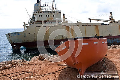 Ship wreck EDRO III in Cyprus Editorial Stock Photo