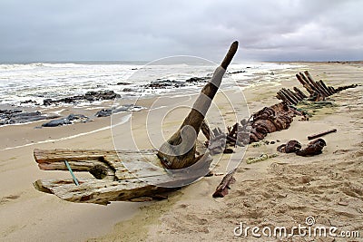 Ship Wreck in Skeleton Coast Stock Photo