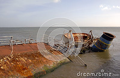 Ship wreck sunken Stock Photo