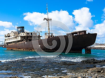 Ship wreck Telamon, Lanzarote, Canary Islands Stock Photo