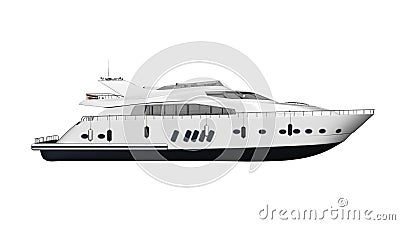 Ship, yacht, luxury boat, vessel isolated on white background, side view Stock Photo