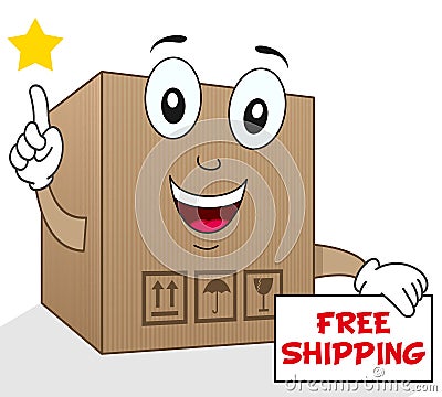 Shipment Cardboard Box Free Shipping Vector Illustration