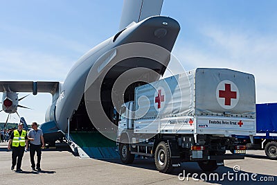 Shipment of humanitarian aid of the German Red Cross Editorial Stock Photo