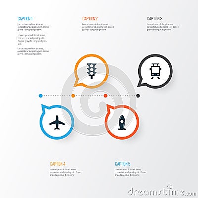 Shipment Icons Set. Collection Of Aircraft, Stoplight, Spaceship And Other Elements. Also Includes Symbols Such As Vector Illustration