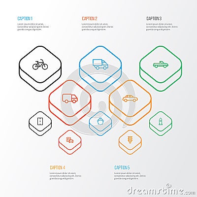 Shipment Outline Icons Set. Collection Of Camion, Cargo, Bike And Other Elements. Vector Illustration