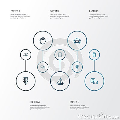 Shipment Outline Icons Set. Collection Of Cargo, Balloon, Helicopter And Other Elements. Also Includes Symbols Such As Vector Illustration