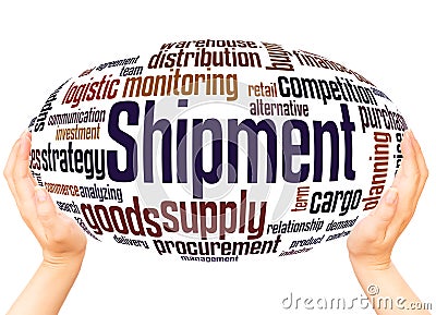 Shipment word cloud hand sphere concept Stock Photo