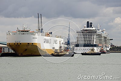 Shipping activity Port of Southampton UK Editorial Stock Photo