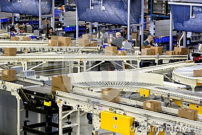 The shipping area of a modern distribution facility. Editorial Stock Photo