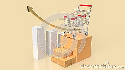 The Shipping box and chart for shopping online or transport concept 3d rendering Stock Photo