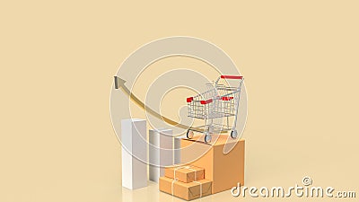 The Shipping box and chart for shopping online or transport concept 3d rendering Stock Photo