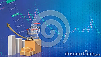 The Shipping box and chart for shopping online or transport concept 3d rendering Stock Photo