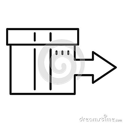 Shipping box relocation icon, outline style Vector Illustration