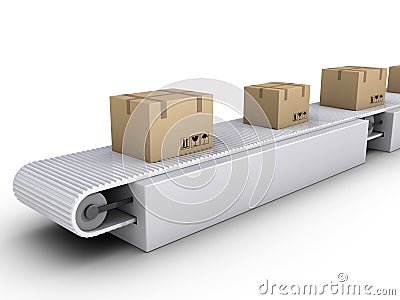 Shipping of boxes on conveyor Stock Photo