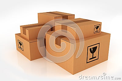 Shipping Boxes Pile Stock Photo