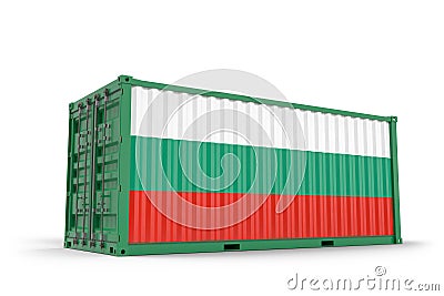 Shipping cargo container textured with Flag of Bulgaria. Isolated. 3D Rendering Stock Photo