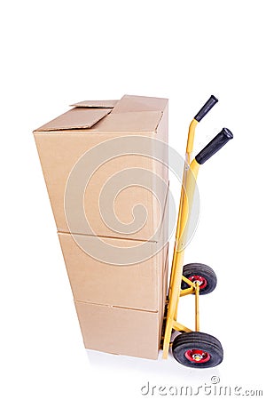 The shipping cart isolated on the white background Stock Photo