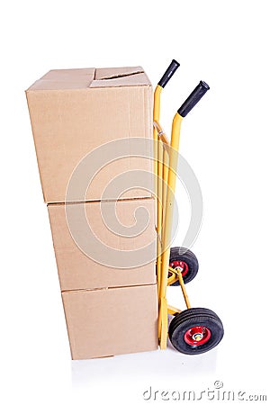 The shipping cart isolated on the white background Stock Photo