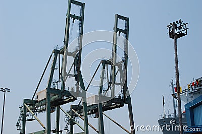 Shipping Container Cranes Stock Photo