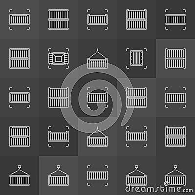 Shipping container vector outline icons Vector Illustration