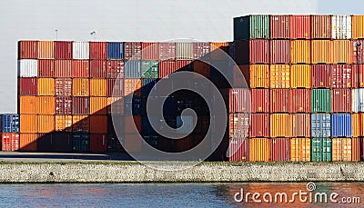 Shipping Containers Editorial Stock Photo