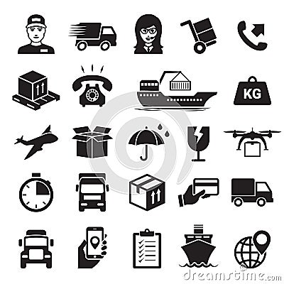 Shipping and delivery icons set Stock Photo