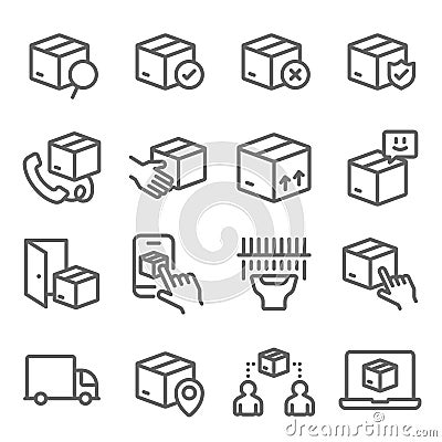 Shipping Delivery Service icons set vector illustration. Contains such icon as Logistic, Package Protection, Express, Transport an Vector Illustration