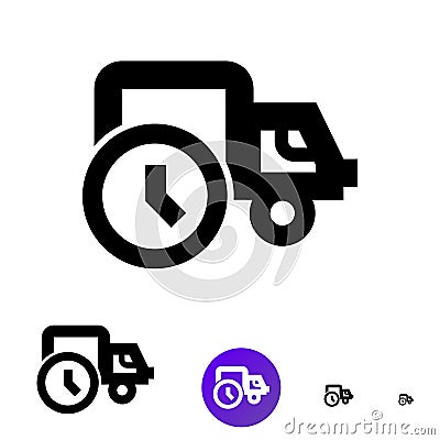 Shipping icon. Vector line truck icon with the image of a clock Vector Illustration