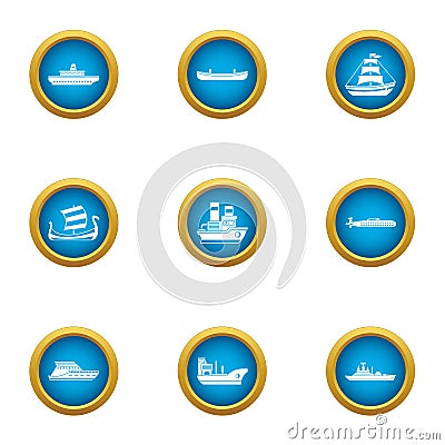 Shipping industry icons set, flat style Vector Illustration