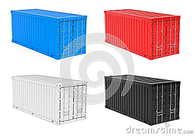 Shipping intermodal containers. Colored collection Cartoon Illustration