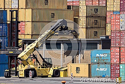 Shipping port container handler Editorial Stock Photo