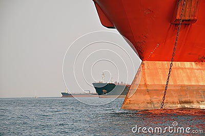 Ships at anchor Stock Photo