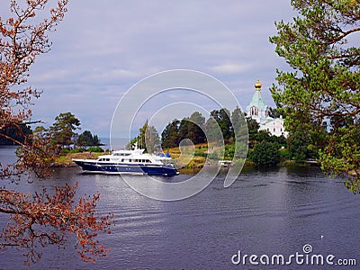 Ships and boats of Lake Ladoga. Lake Ladoga in the north of Russia. Editorial Stock Photo
