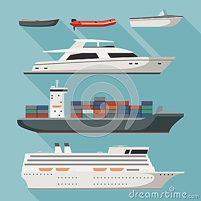 Ships and boats Vector Illustration