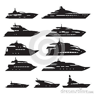 Ships and boats set, Yacht icon set. Vector. Vector Illustration