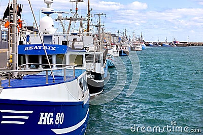 Ships in the harbor of Hirtshals Editorial Stock Photo