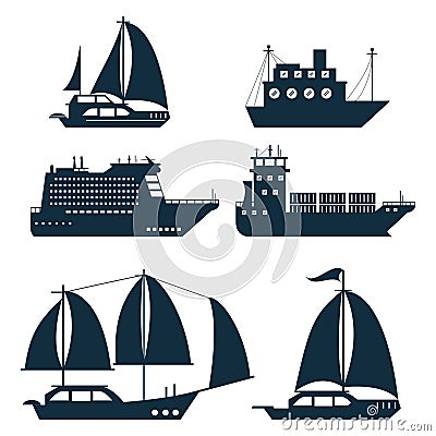 Ships icons set Vector Illustration