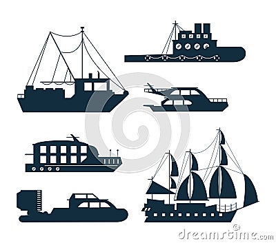 Ships icons set Vector Illustration