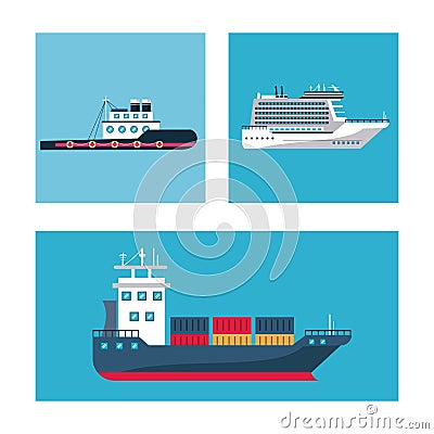 Ships icons set Vector Illustration