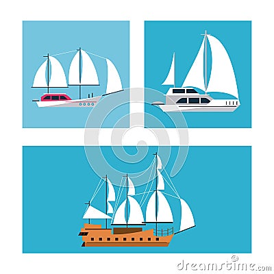 Ships icons set Vector Illustration