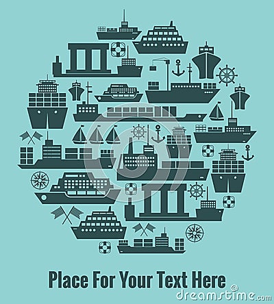 Ships and maritime sign with text copyspace Vector Illustration